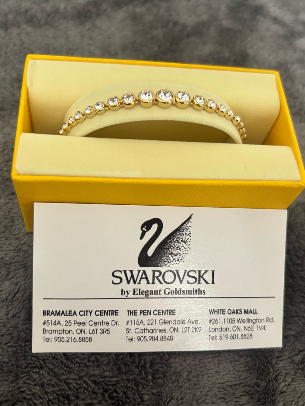 Swarovski Gold Crystal Row Bangle Bracelet